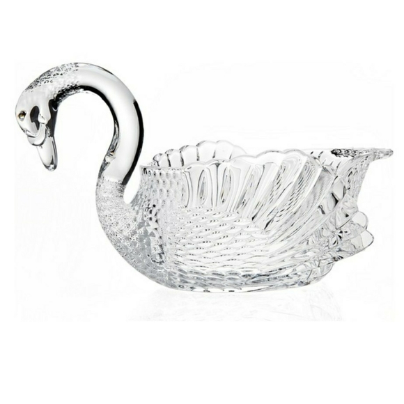 Shannon Godinger Crystal Swan Bowl centerpiece dish bowl clear - Picture 2 of 15
